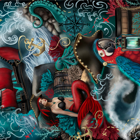 Pirate Cove Parrot and Mermaid - Sheena Pike 1000 Jigsaw Puzzle 3D Modell