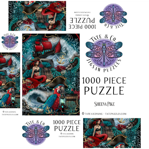 Pirate Cove Parrot and Mermaid - Sheena Pike 1000 Jigsaw Puzzle box 3D Modell