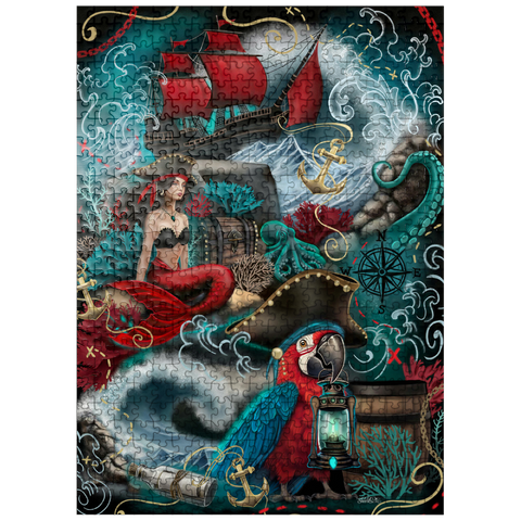 puzzleplate Pirate Cove Parrot and Mermaid - Sheena Pike 500 Jigsaw Puzzle