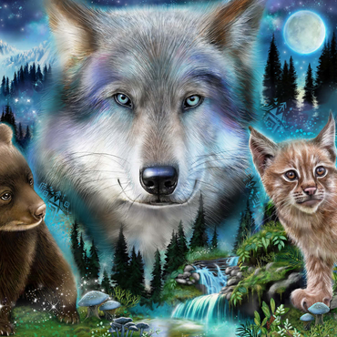 Magic Wolf and Friends Lynx and Bear - Sheena Pike 1000 Jigsaw Puzzle 3D Modell