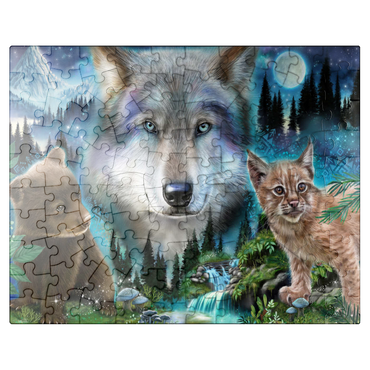 puzzleplate Magic Wolf and Friends Lynx and Bear - Sheena Pike 100 Jigsaw Puzzle