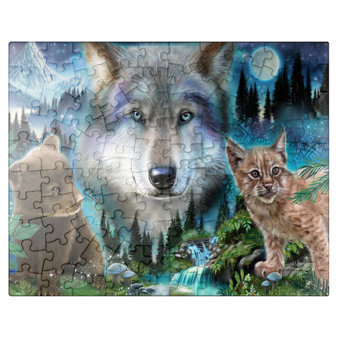 puzzleplate Magic Wolf and Friends Lynx and Bear - Sheena Pike 100 Jigsaw Puzzle