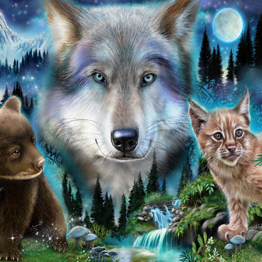 Magic Wolf and Friends Lynx and Bear - Sheena Pike 100 Jigsaw Puzzle 3D Modell