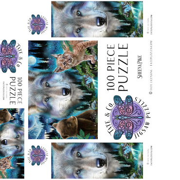 Magic Wolf and Friends Lynx and Bear - Sheena Pike 100 Jigsaw Puzzle box 3D Modell