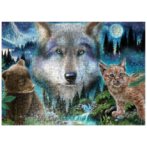 puzzleplate Magic Wolf and Friends Lynx and Bear - Sheena Pike 500 Jigsaw Puzzle