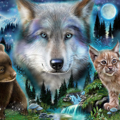 Magic Wolf and Friends Lynx and Bear - Sheena Pike 500 Jigsaw Puzzle 3D Modell