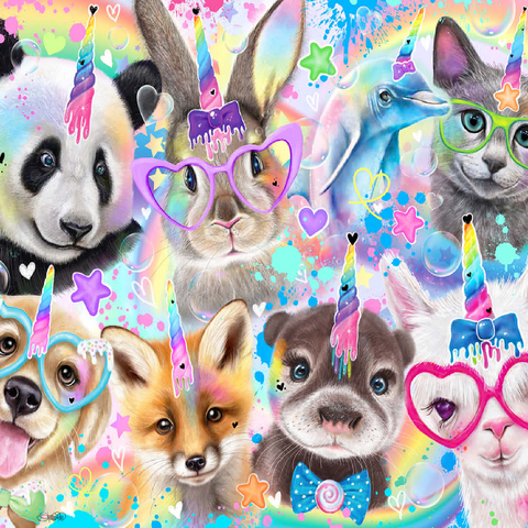 Rainbow Cuties Baby Animals - Sheena Pike 100 Jigsaw Puzzle 3D Modell