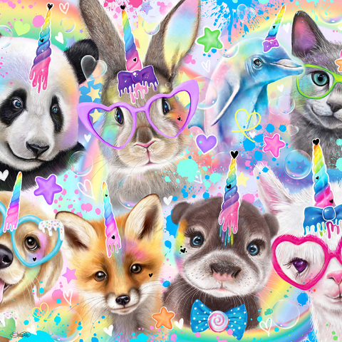 Rainbow Cuties Baby Animals - Sheena Pike 500 Jigsaw Puzzle 3D Modell