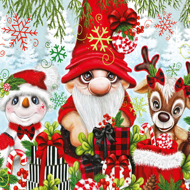 Christmas Gnome and Friends - Sheena Pike 100 Jigsaw Puzzle 3D Modell