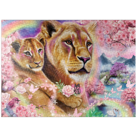 puzzleplate Spring Breeze Lions - Sheena Pike 1000 Jigsaw Puzzle