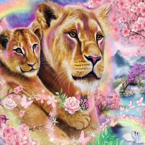 Spring Breeze Lions - Sheena Pike 100 Jigsaw Puzzle 3D Modell