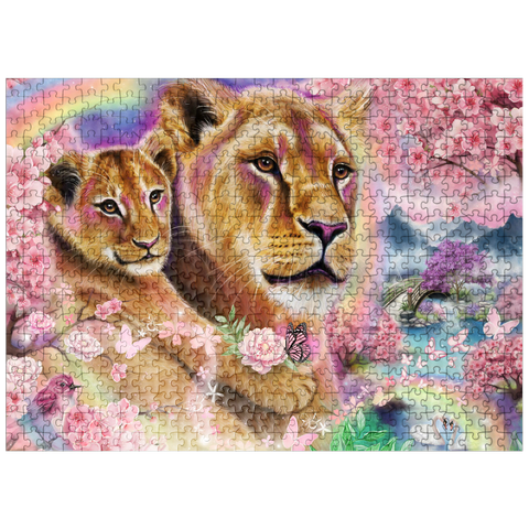 puzzleplate Spring Breeze Lions - Sheena Pike 500 Jigsaw Puzzle