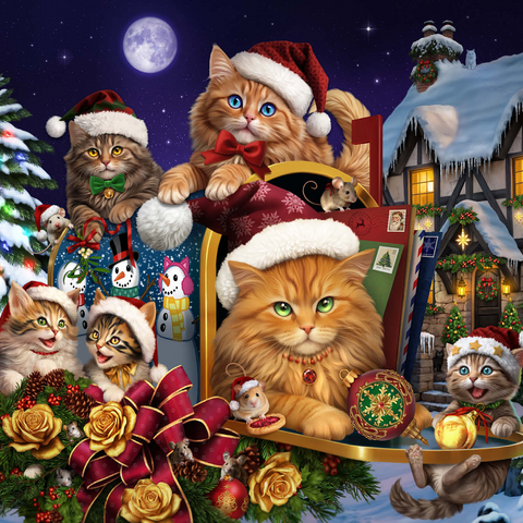 Christmas Cats - Brigid Ashwood 1000 Jigsaw Puzzle 3D Modell