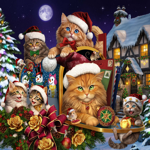Christmas Cats - Brigid Ashwood 100 Jigsaw Puzzle 3D Modell