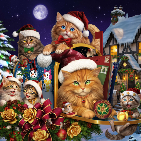 Christmas Cats - Brigid Ashwood 500 Jigsaw Puzzle 3D Modell