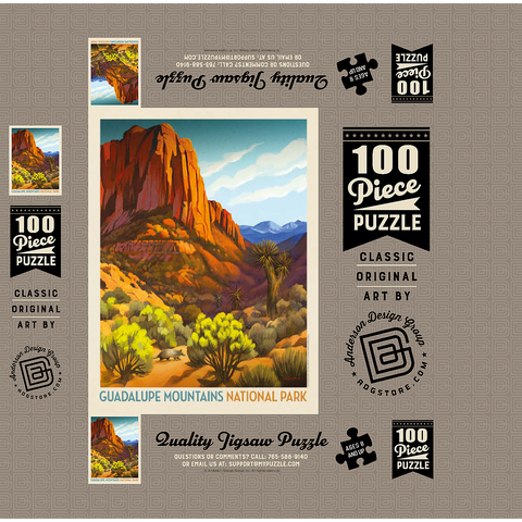 Guadalupe Mountains National Park: Armadillo Crossing 100 Jigsaw Puzzle box 3D Modell