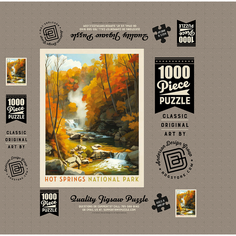 Hot Springs National Park: Autumn Steam 1000 Jigsaw Puzzle box 3D Modell