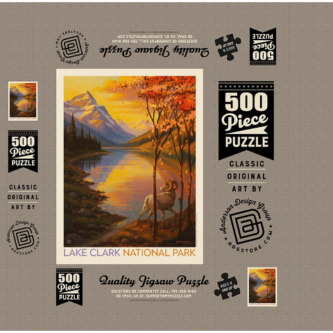 Lake Clark National Park: Autumn Glow 500 Jigsaw Puzzle box 3D Modell
