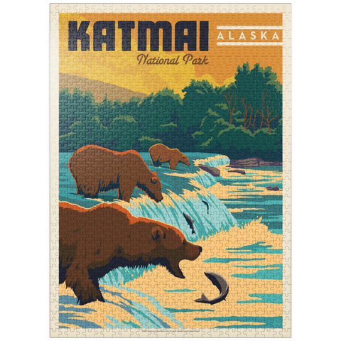 puzzleplate Katmai National Park: Alaska Bears Fishing at Brooks Falls 1000 Jigsaw Puzzle
