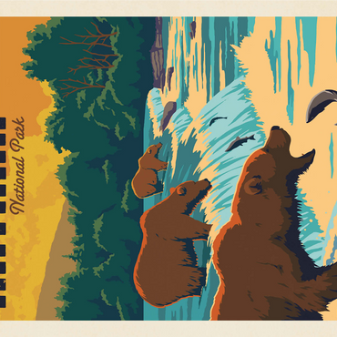 Katmai National Park: Alaska Bears Fishing at Brooks Falls 1000 Jigsaw Puzzle 3D Modell