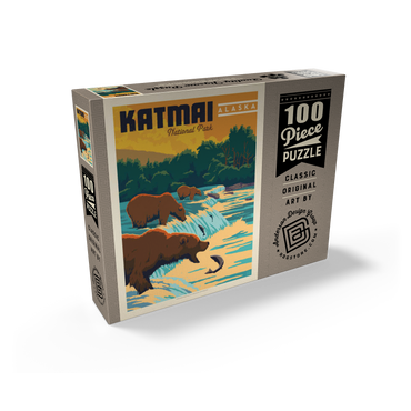 Katmai National Park: Alaska Bears Fishing at Brooks Falls 100 Jigsaw Puzzle box view2