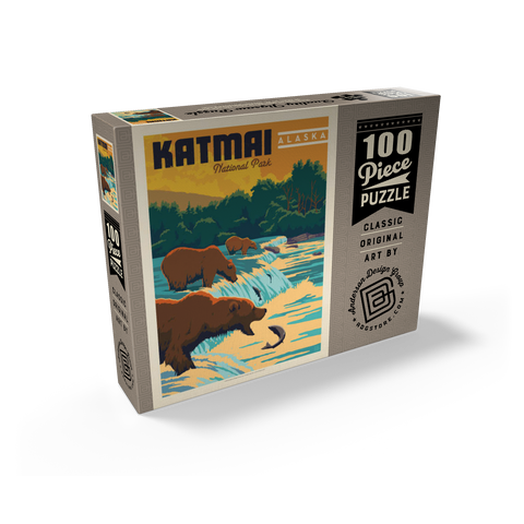 Katmai National Park: Alaska Bears Fishing at Brooks Falls 100 Jigsaw Puzzle box view2