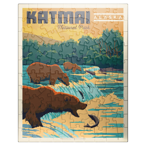 puzzleplate Katmai National Park: Alaska Bears Fishing at Brooks Falls 100 Jigsaw Puzzle