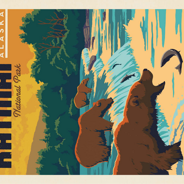 Katmai National Park: Alaska Bears Fishing at Brooks Falls 100 Jigsaw Puzzle 3D Modell