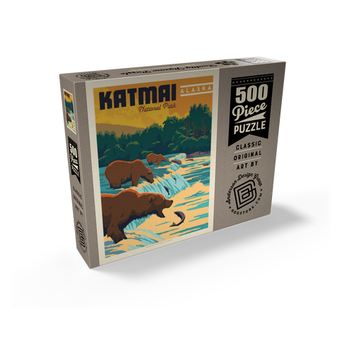 Katmai National Park: Alaska Bears Fishing at Brooks Falls 500 Jigsaw Puzzle box view2