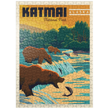 puzzleplate Katmai National Park: Alaska Bears Fishing at Brooks Falls 500 Jigsaw Puzzle