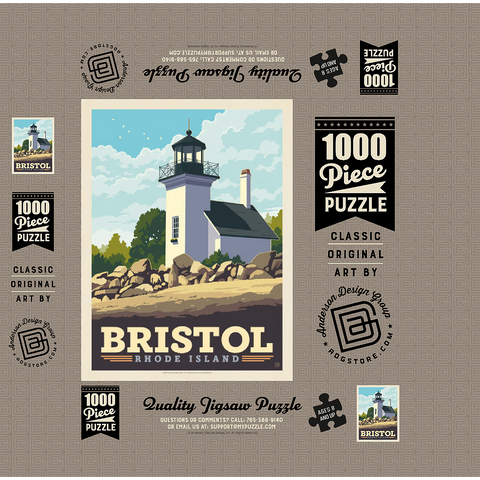 Bristol, Rhode Island: Bristol Ferry Lighthouse 1000 Jigsaw Puzzle box 3D Modell