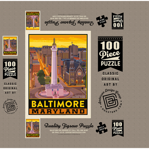 American College Towns: Baltimore, MD 100 Jigsaw Puzzle box 3D Modell