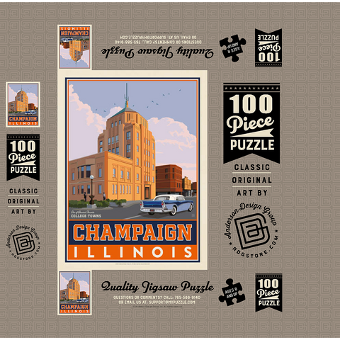 American College Towns: Champaign, IL 100 Jigsaw Puzzle box 3D Modell