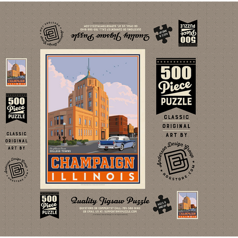 American College Towns: Champaign, IL 500 Jigsaw Puzzle box 3D Modell