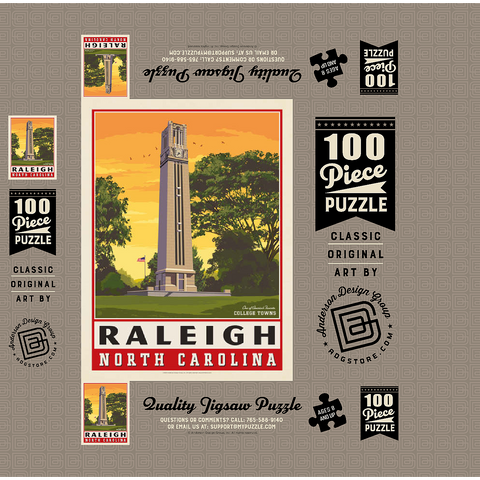American College Towns: Raleigh, NC 100 Jigsaw Puzzle box 3D Modell