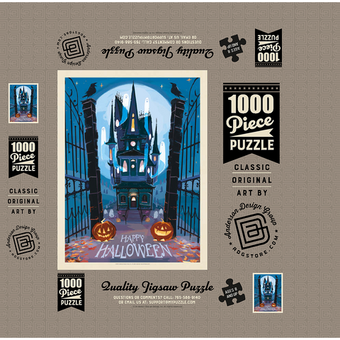 A Happy Halloween: Vintage Poster Puzzle 1000 Jigsaw Puzzle box 3D Modell