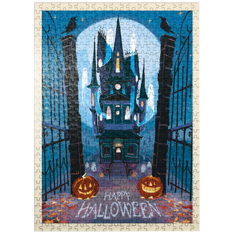 puzzleplate A Happy Halloween: Vintage Poster Puzzle 500 Jigsaw Puzzle
