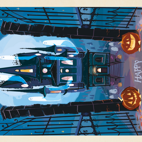 A Happy Halloween: Vintage Poster Puzzle 500 Jigsaw Puzzle 3D Modell