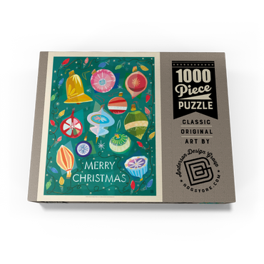Merry Christmas Retro Holiday Ornaments and Lights 1000 Jigsaw Puzzle box view3