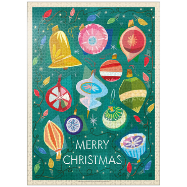 puzzleplate Merry Christmas Retro Holiday Ornaments and Lights 1000 Jigsaw Puzzle