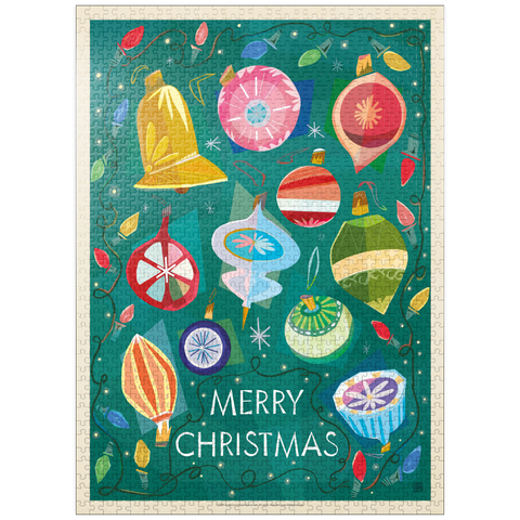 puzzleplate Merry Christmas Retro Holiday Ornaments and Lights 1000 Jigsaw Puzzle