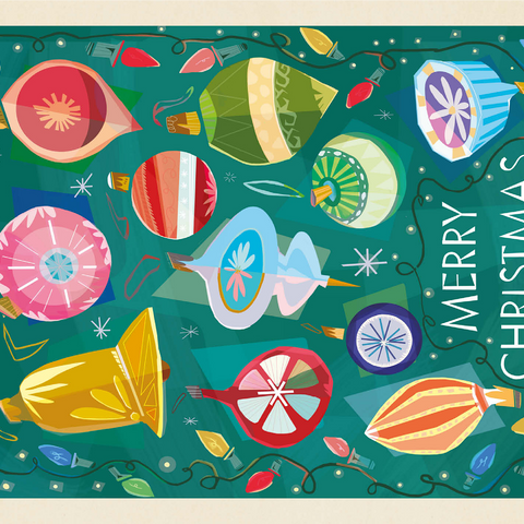 Merry Christmas Retro Holiday Ornaments and Lights 1000 Jigsaw Puzzle 3D Modell