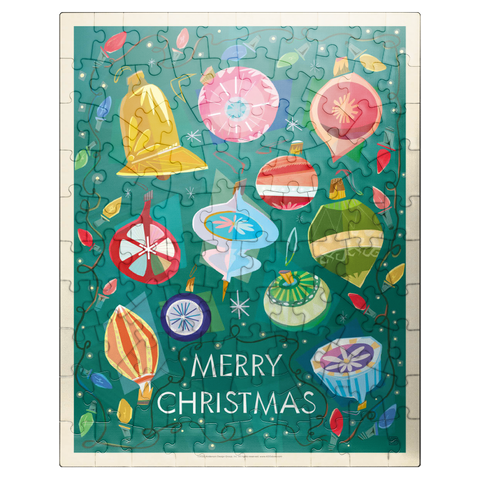 puzzleplate Merry Christmas Retro Holiday Ornaments and Lights 100 Jigsaw Puzzle