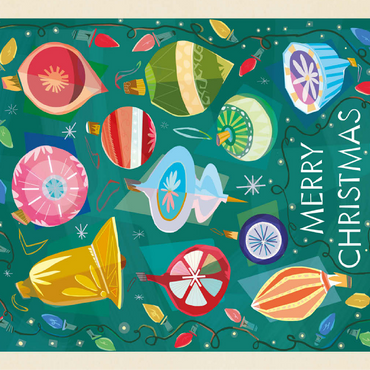 Merry Christmas Retro Holiday Ornaments and Lights 100 Jigsaw Puzzle 3D Modell