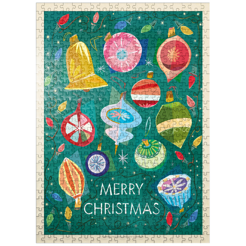 puzzleplate Merry Christmas Retro Holiday Ornaments and Lights 500 Jigsaw Puzzle