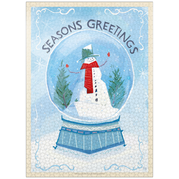 puzzleplate Season's Greetings Snowman in Winter Snow Globe 1000 Jigsaw Puzzle