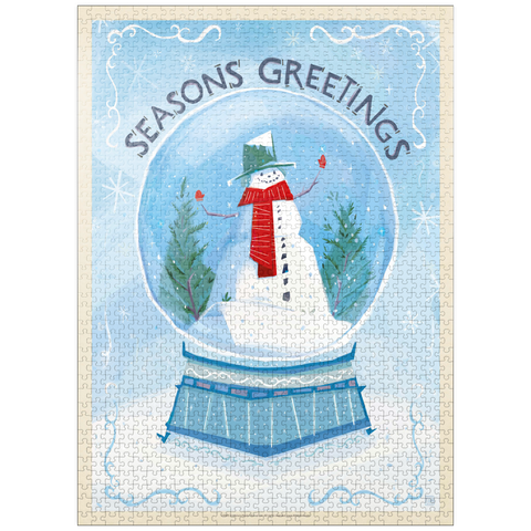 puzzleplate Season's Greetings Snowman in Winter Snow Globe 1000 Jigsaw Puzzle
