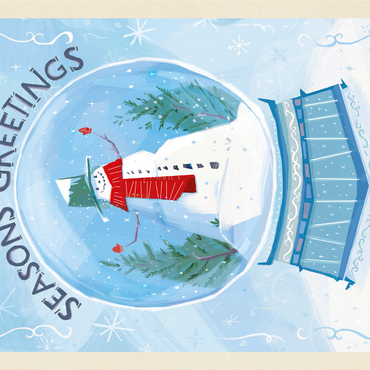 Season's Greetings Snowman in Winter Snow Globe 1000 Jigsaw Puzzle 3D Modell