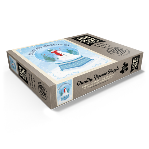 Season's Greetings Snowman in Winter Snow Globe 100 Jigsaw Puzzle box view1