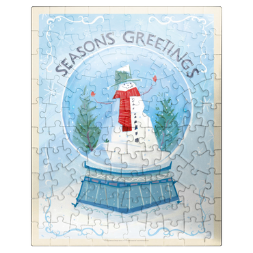puzzleplate Season's Greetings Snowman in Winter Snow Globe 100 Jigsaw Puzzle
